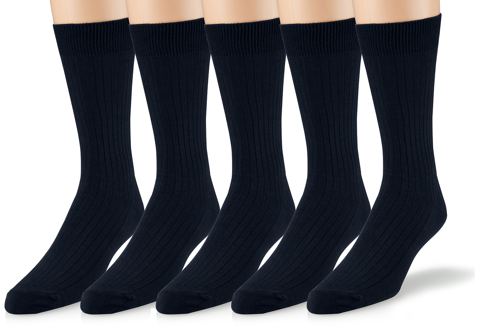 EMEM Men’s Ribbed Cotton Classic Crew Dress Socks 5-Pack, Big and Tall Available