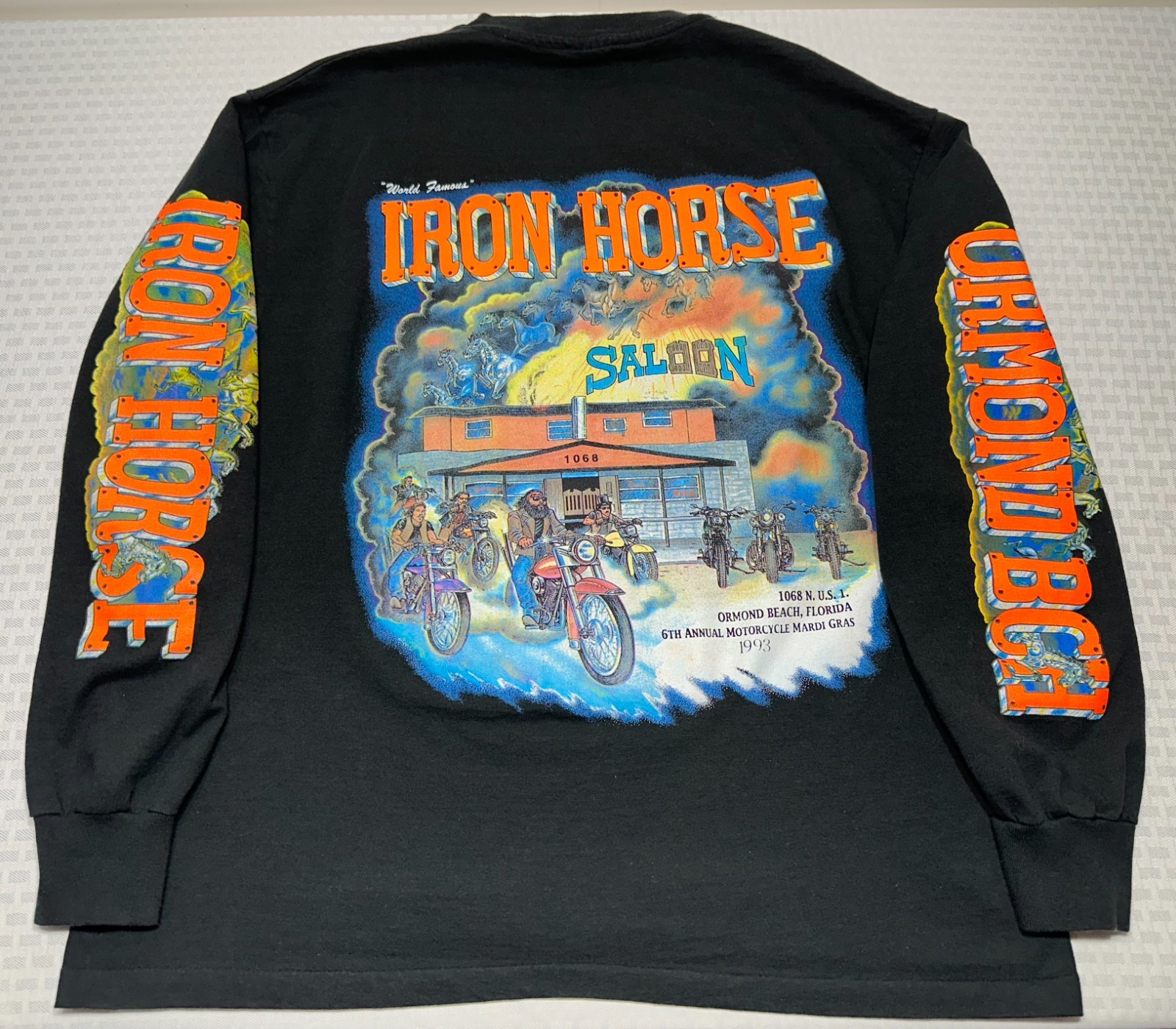 VTG 90’s 1993 Bike Week Iron Horse Saloon Ormond Beach XL Long Sleeve Motorcycle
