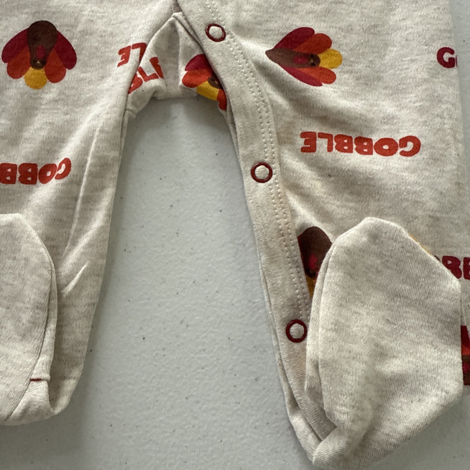 Thanksgiving Sleeper Pajamas Footed All Over Turkey Gobble 0-3M New