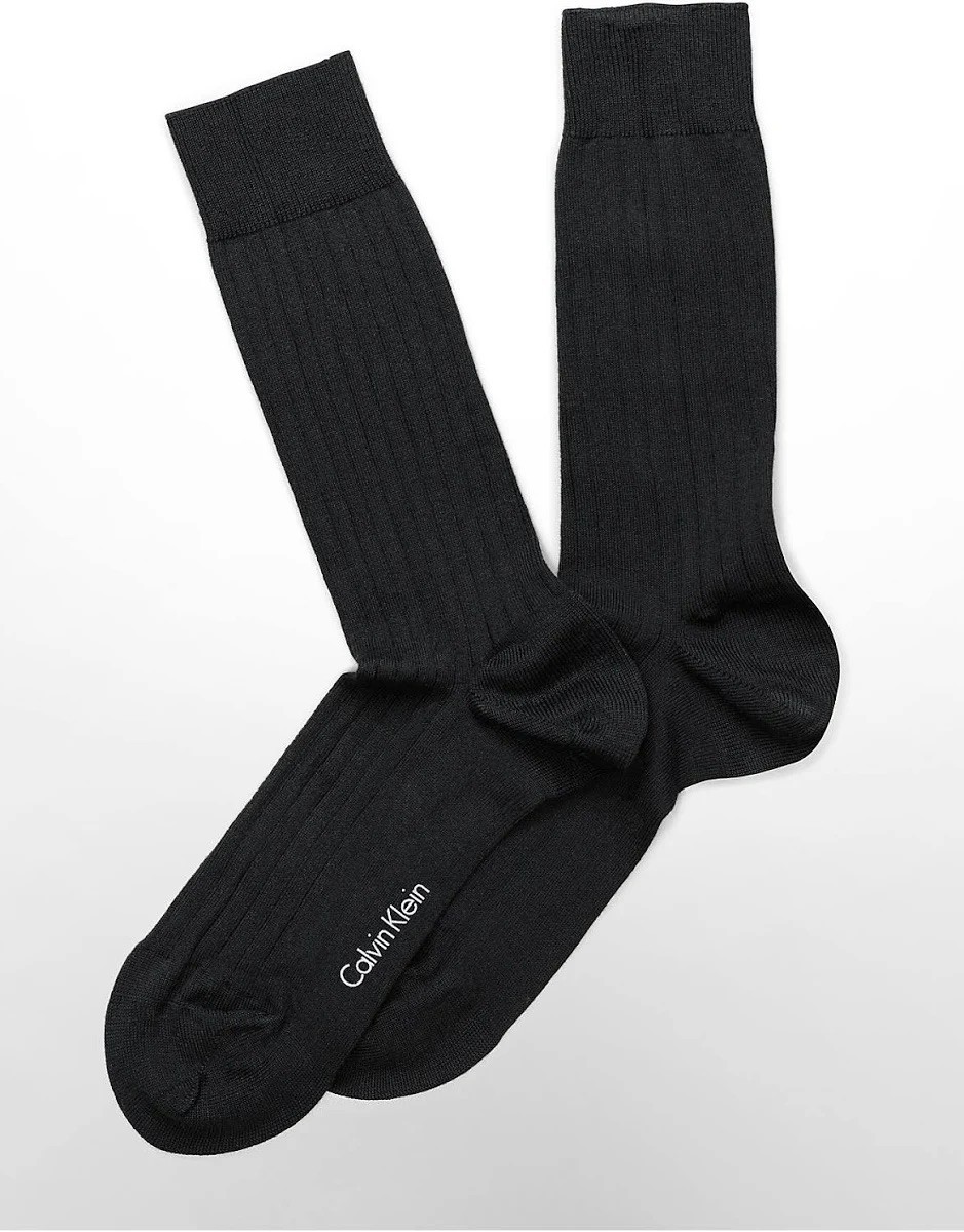 Calvin Klein Men’s Business Socks (Black, Ribbed) (Lightweight Crew)
