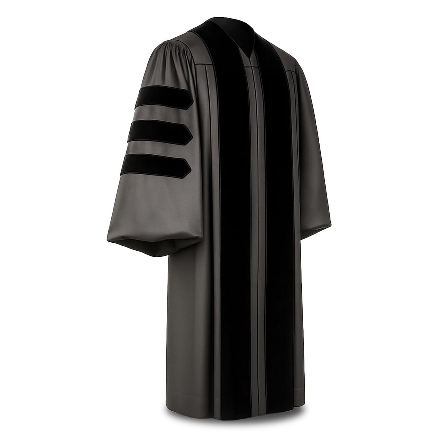 CLERKMANS Unisex Deluxe Doctoral PhD Graduation Gown – Doctorate Robe Black