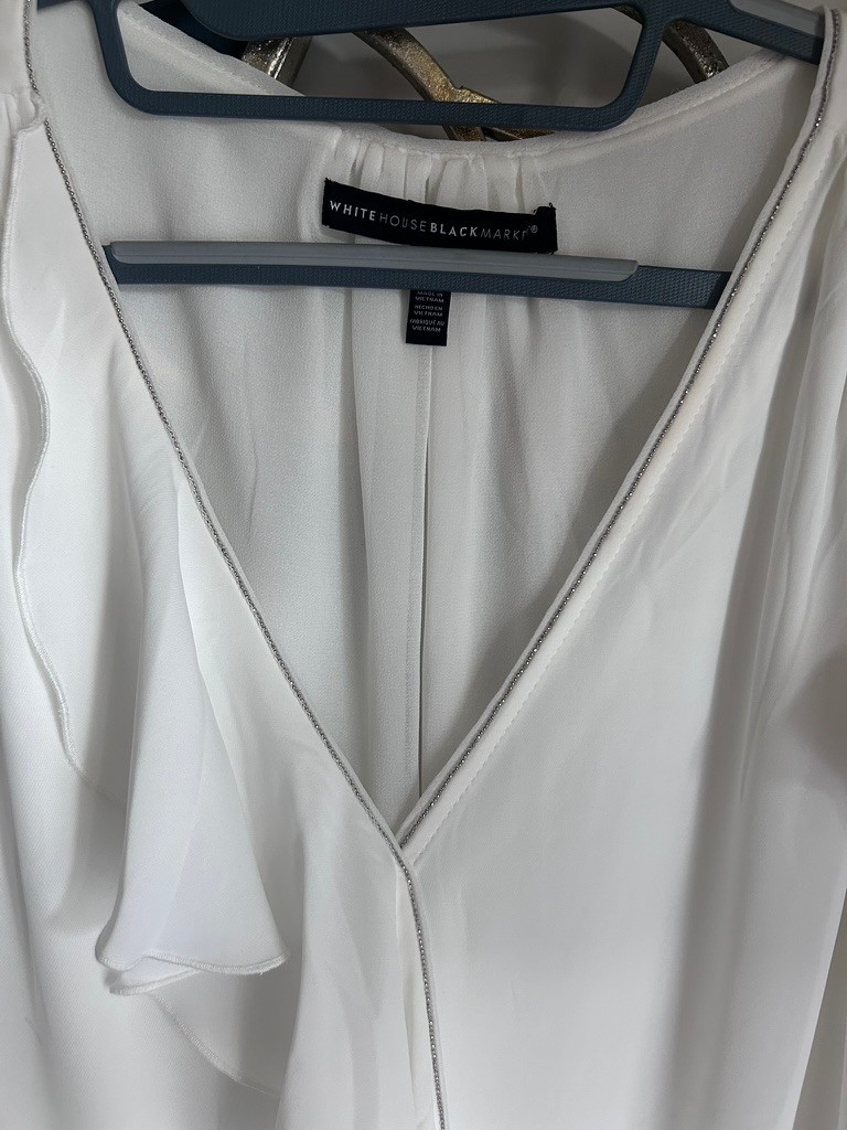 Bouses for woman white with silver stiching Black House White Market