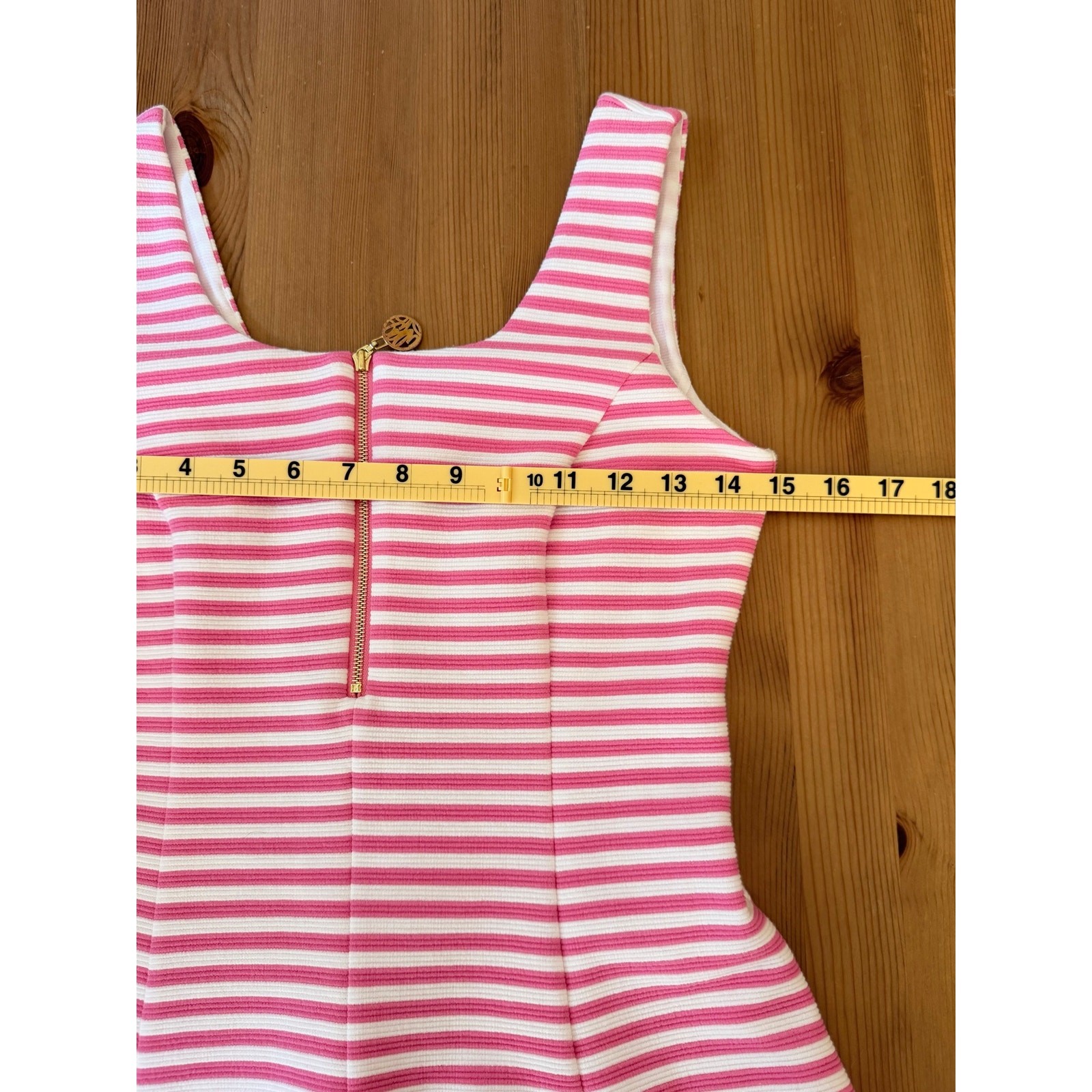 Lilly Pulitzer Pink White Striped Sleeveless Shift Dress Gold Zip XS