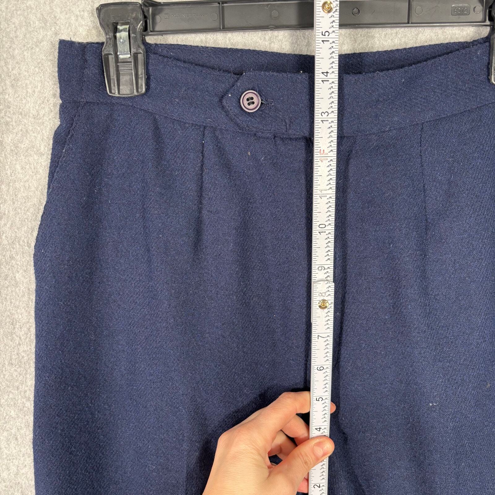 Vintage Pleated Wool High Rise Pants Womens 11 12 Navy Trousers Lined Slacks