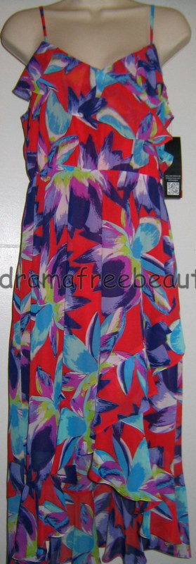 SOFIA Vergara Women’s High-Low Red/Blue/Purple Floral Ruffle DRESS Medium/M BNWT