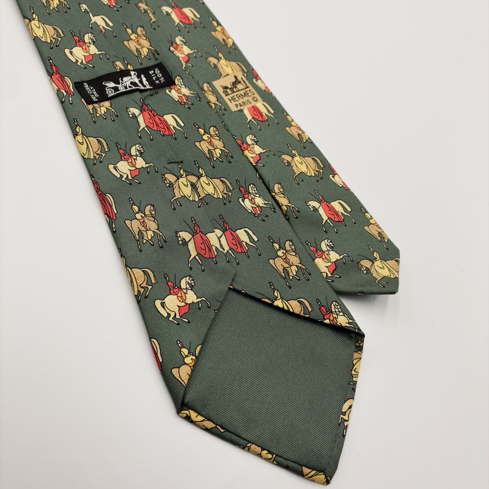 Vintage Hermès Tie, Horse, Horseback Riding, 7413HA, 100% Silk, W: 3.5 in