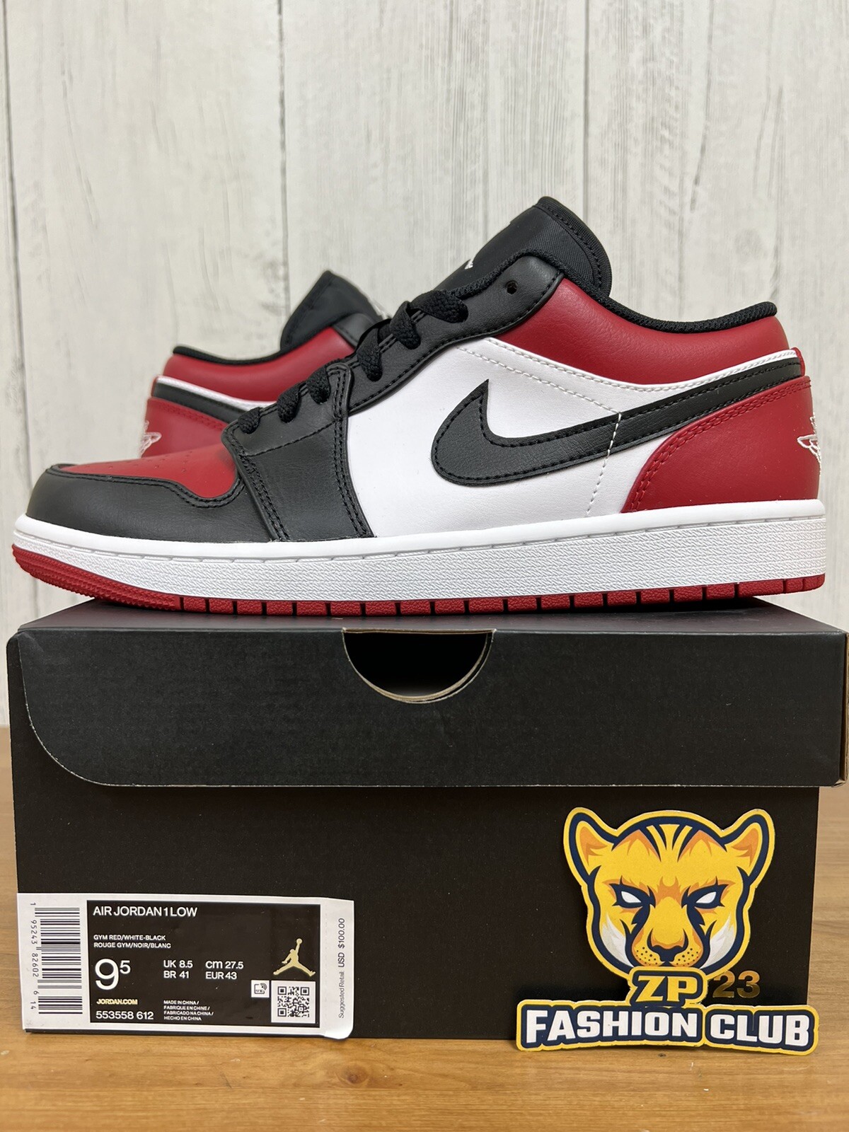 Air Jordan 1 Low Bred Toe MENS 553558-612 GS 553560-612