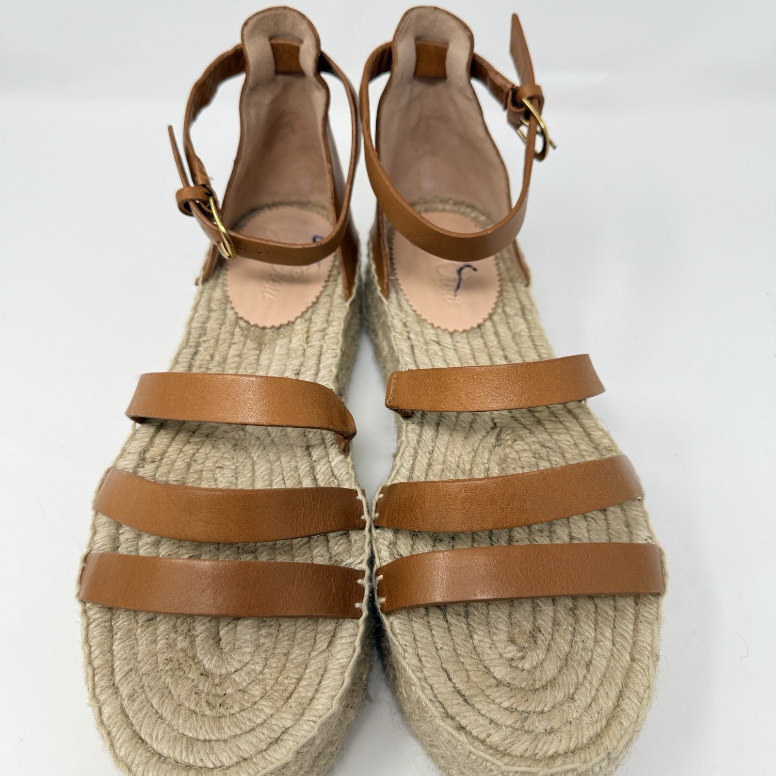 J Crew Grace Gladiator Espadrille Sandals Leather Platform Brown Womens 9