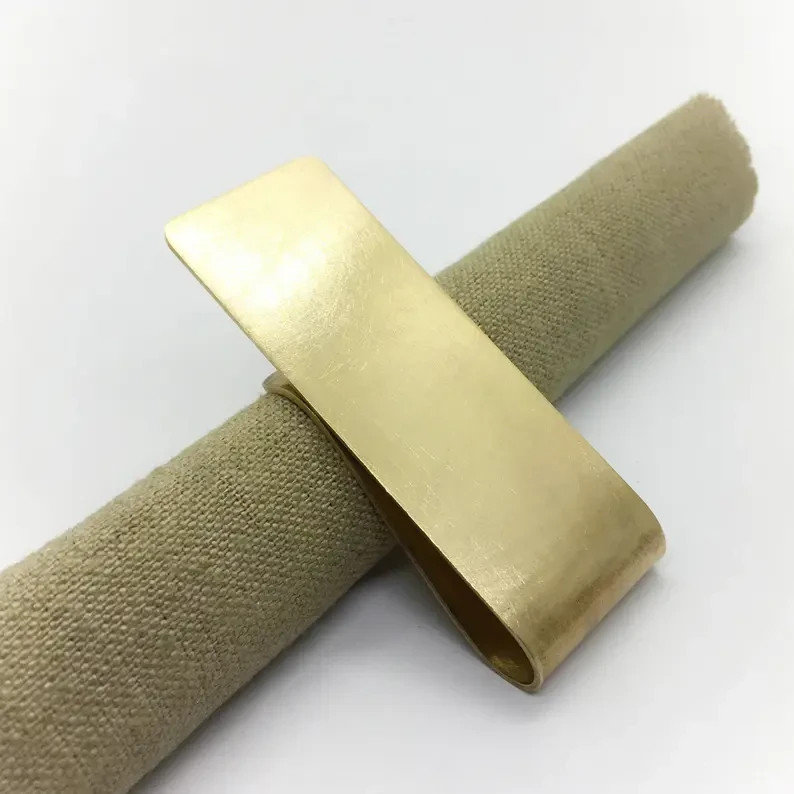 approximately 2″ inch Plain long Money Clip 18K Yellow Gold Over Unisex 1PC