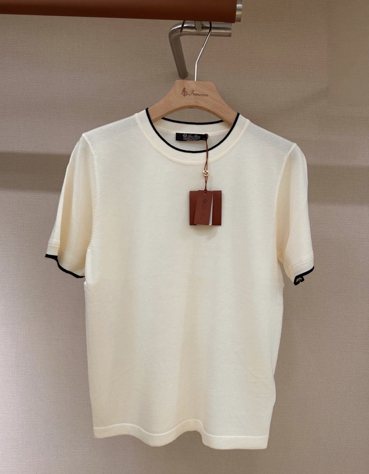 Loro Piana Ivory Knit T Shirt Men’s Luxury Silk Cotton Sweater Size S/M 2 COLORS