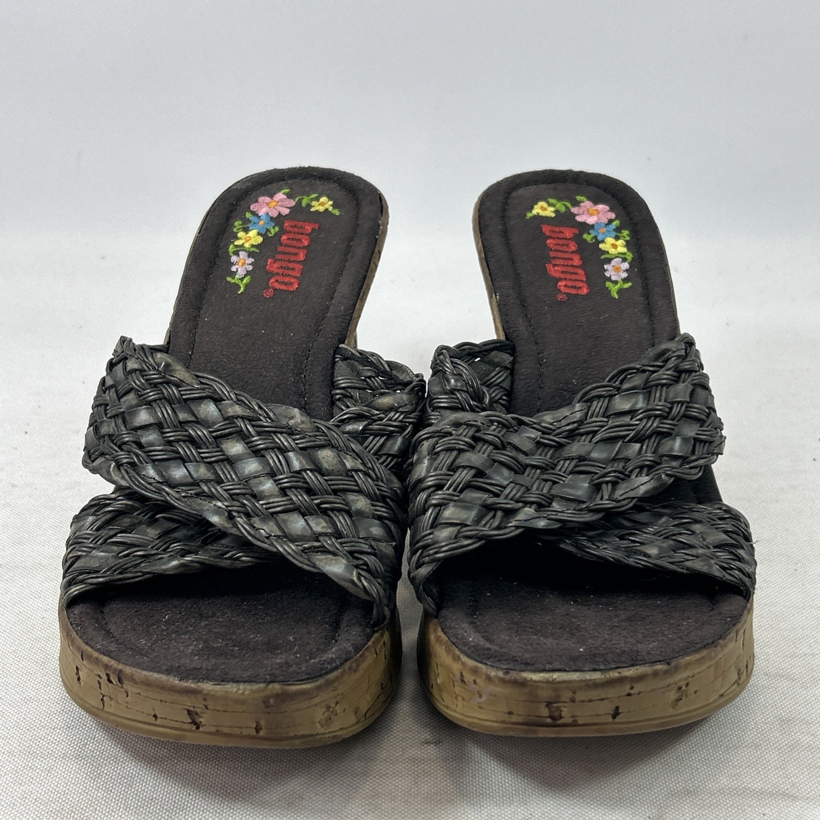 Vintage BONGO Y2K Black Chunky Platform Wedge Shoes Women’s Size 8M Strappy 90s
