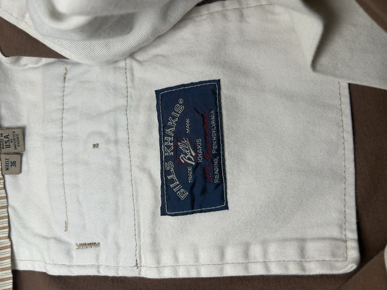 36×32 Brown Bills Khakis Made in USA