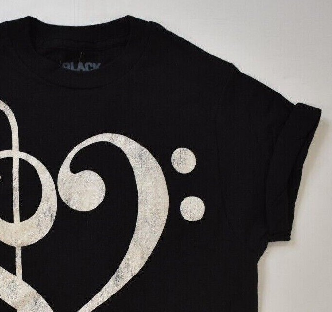 Hot Topic Juniors Treble & Clef Heart Music Note Black Crop Top Shirt NWT XS-3XL