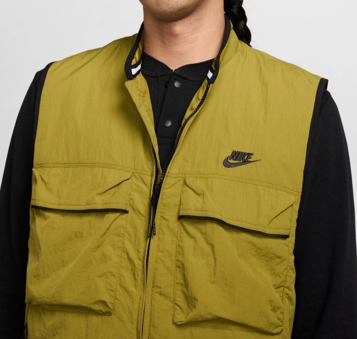 Nike Tech Woven Olive Green Pockets FZ Utility Wind Vest Men’s S FZ0748-307 NEW
