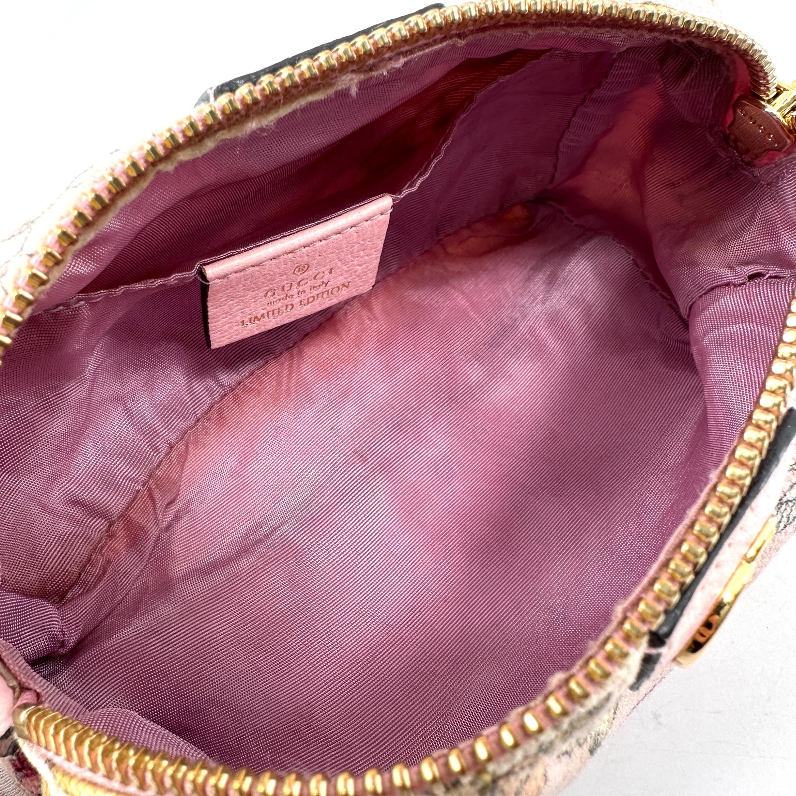 GUCCI Pouch Purse Ophidia GG Flora Pink Canvas Authentic T441