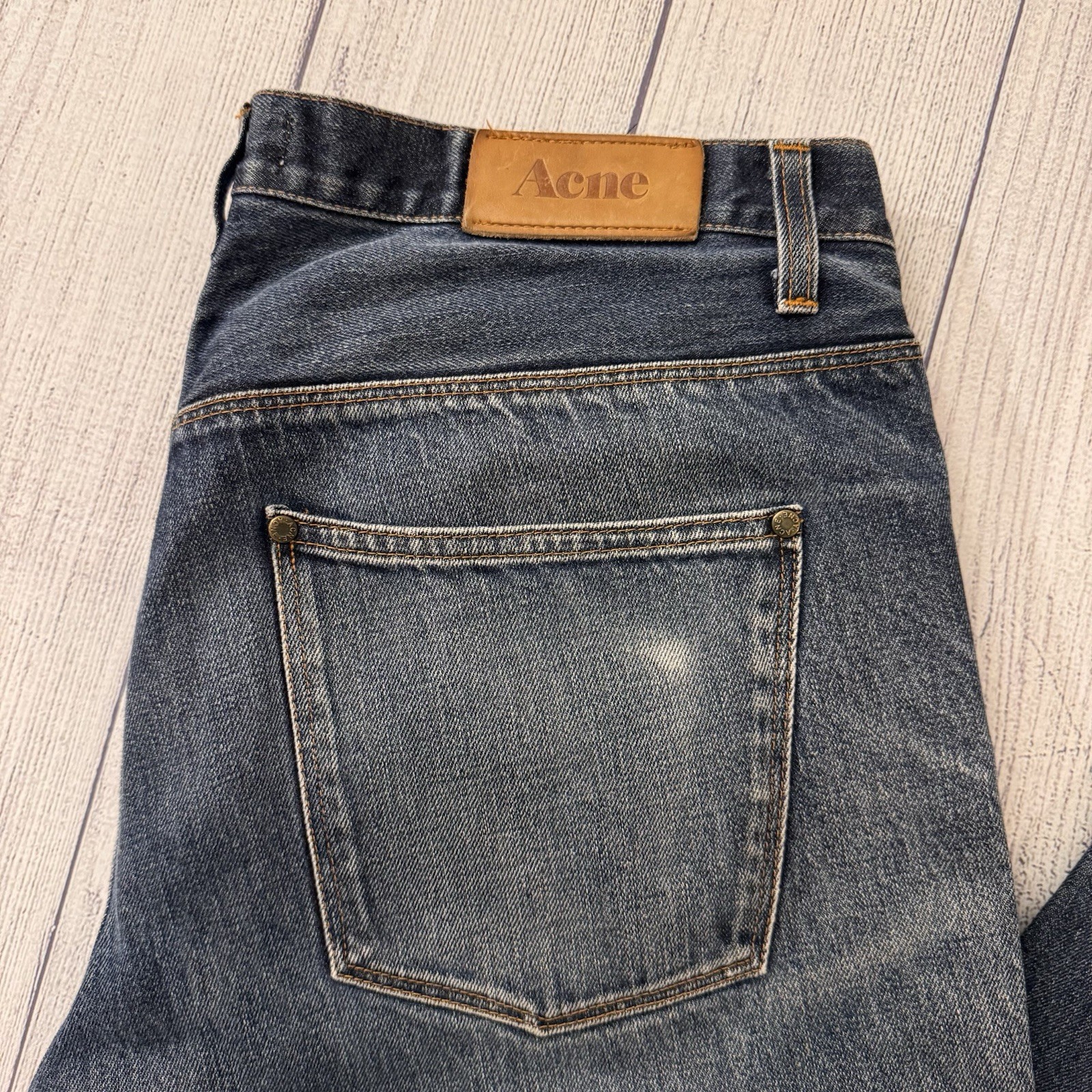 Acne Studios Max Raw Straight Leg Jeans Men 35×32 Blue Denim Made In Albania