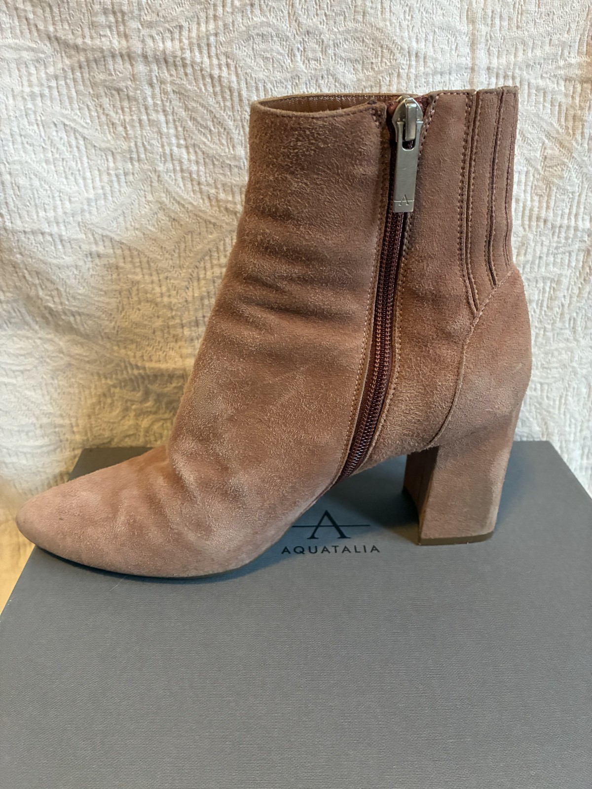 Aquatalia Waterproof Posey Dusty Pink Suede Boots Size 8.5 With Box Retail $495