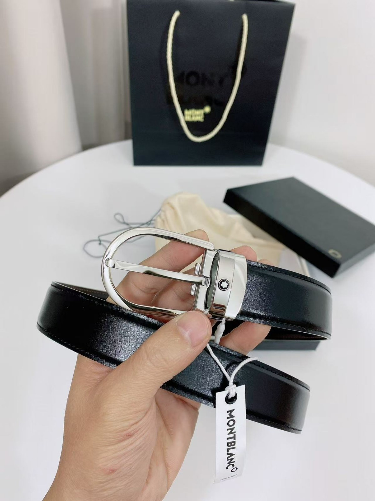 Montblanc Black/Brown 30mm Reversible Leather Belt With Gift Packaging