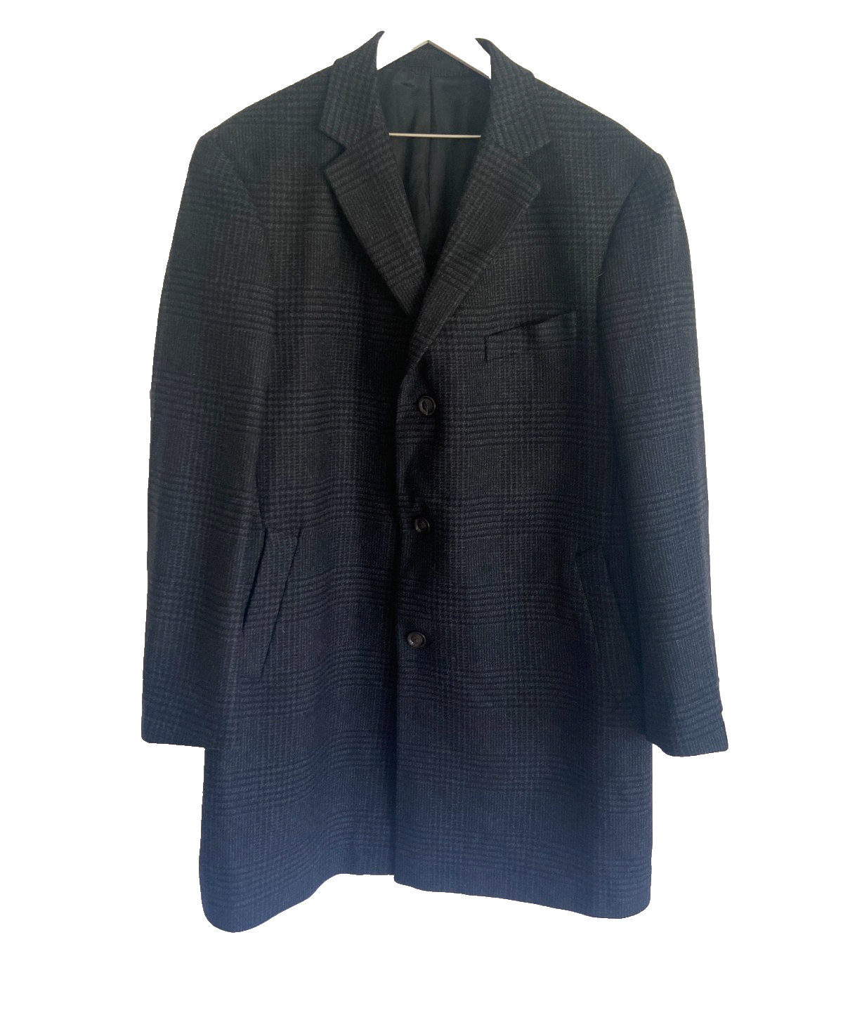 NWT JACK VICTOR Henry Glen Plaid Pattern Wool Single-Breasted Overcoat 44R