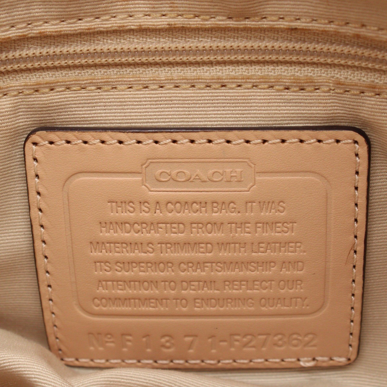 COACH Signature Canvas Leather Tote Bag Beige Brown Snakeskin Embossed Silver