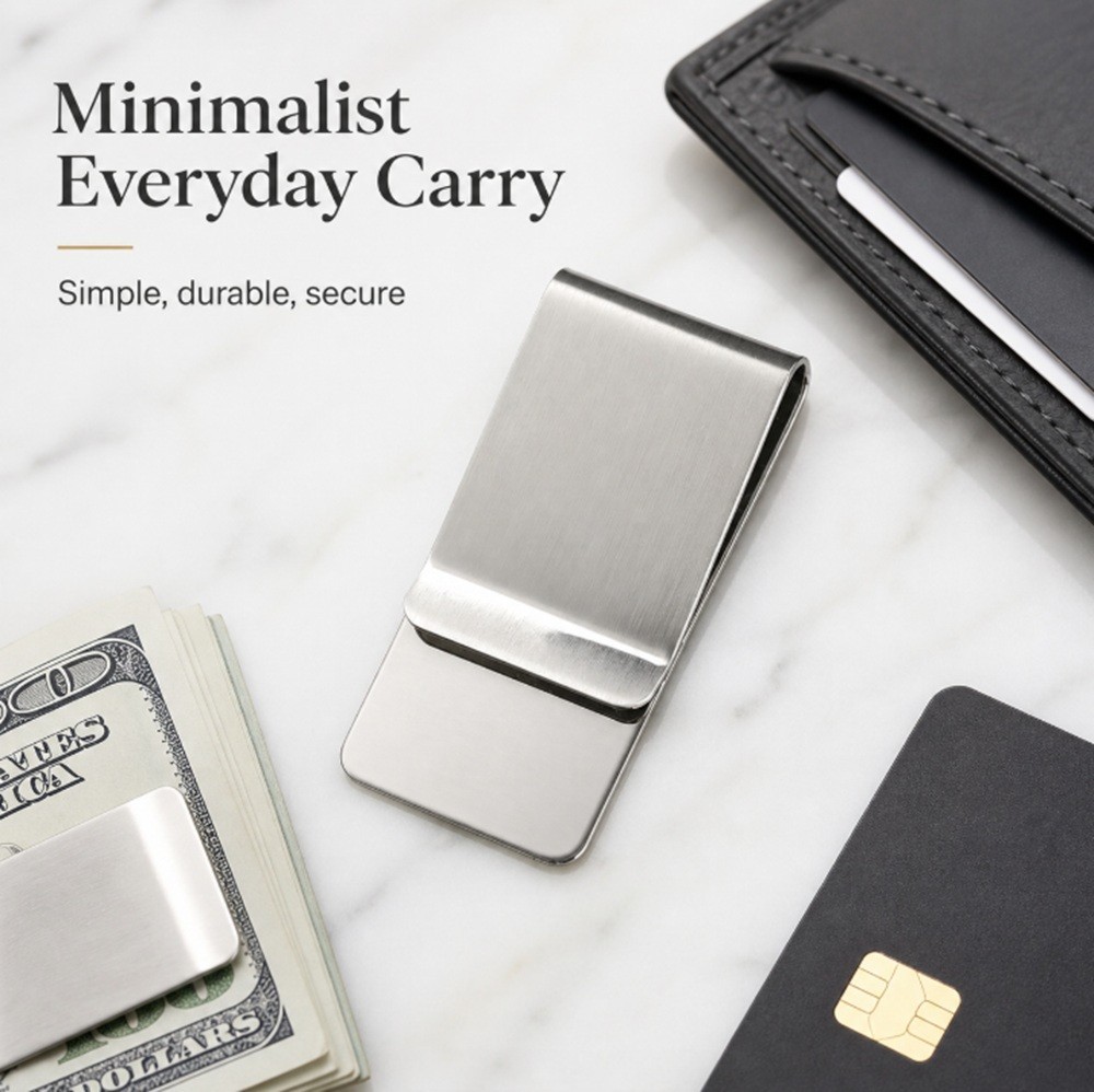 Stainless Steel Money Clip Silver Metal Pocket Holder Wallet Credit Card Holder