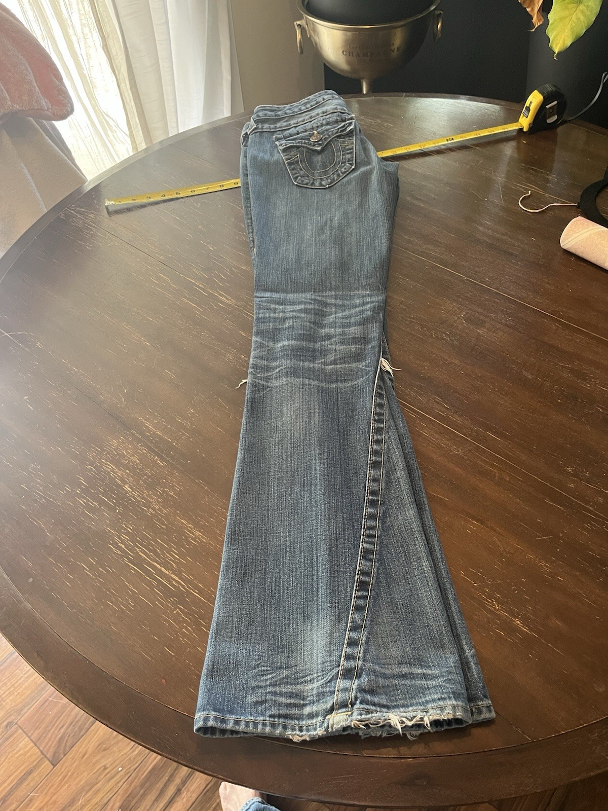 True Religion Joey Jeans First Edition Thick Stitch Size 26 Y2K Distressed