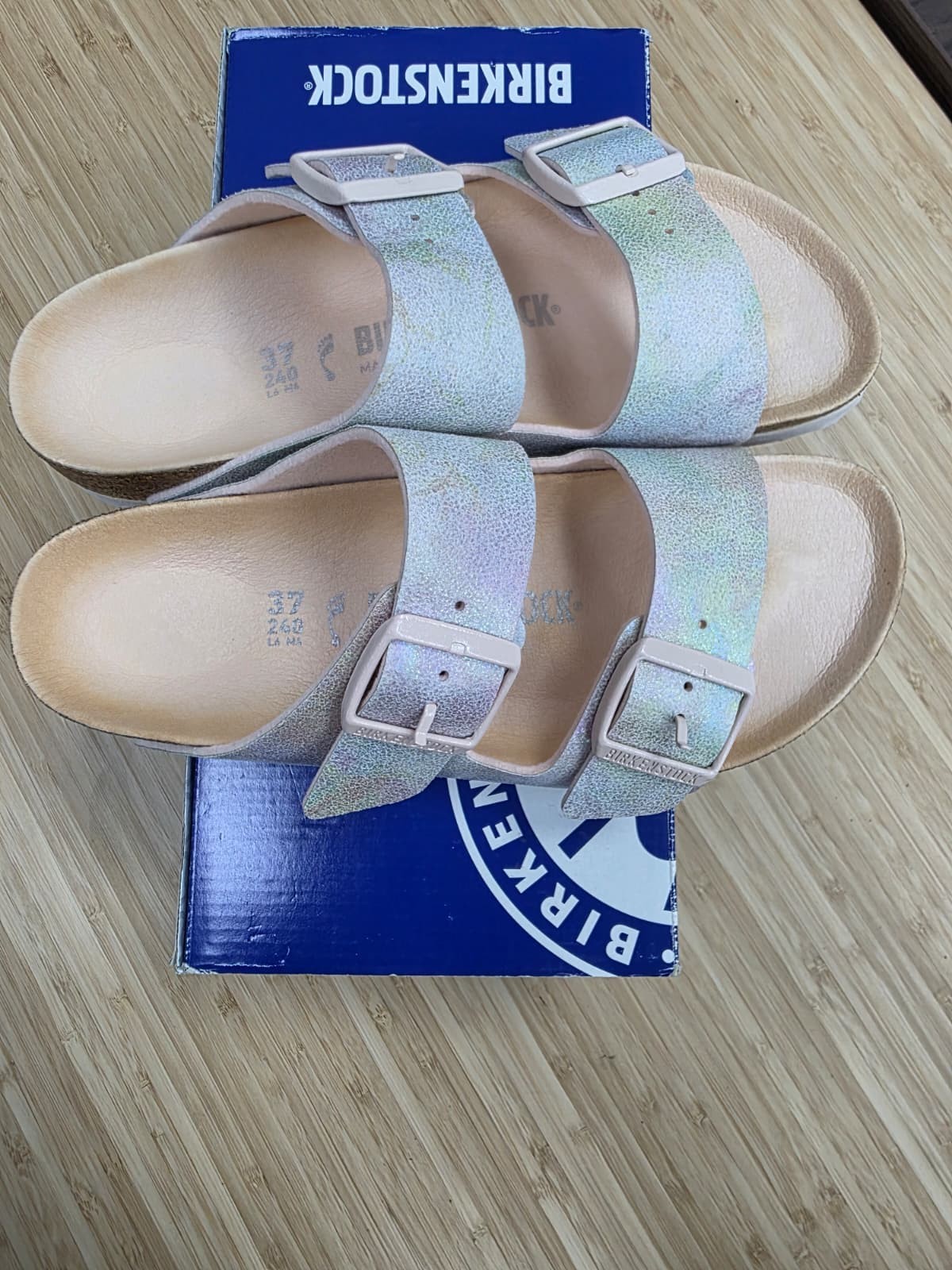 Birkenstock Arizona Slide Sandal Rose Iridescent Size EU 37/US W6-M4