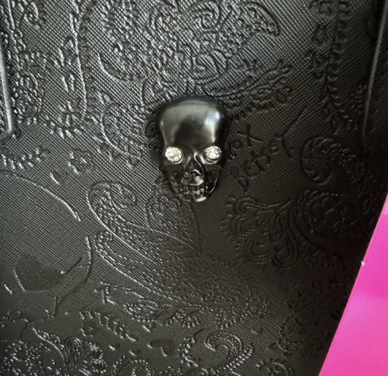 Betsey Johnson Black Embossed Skull Satchel