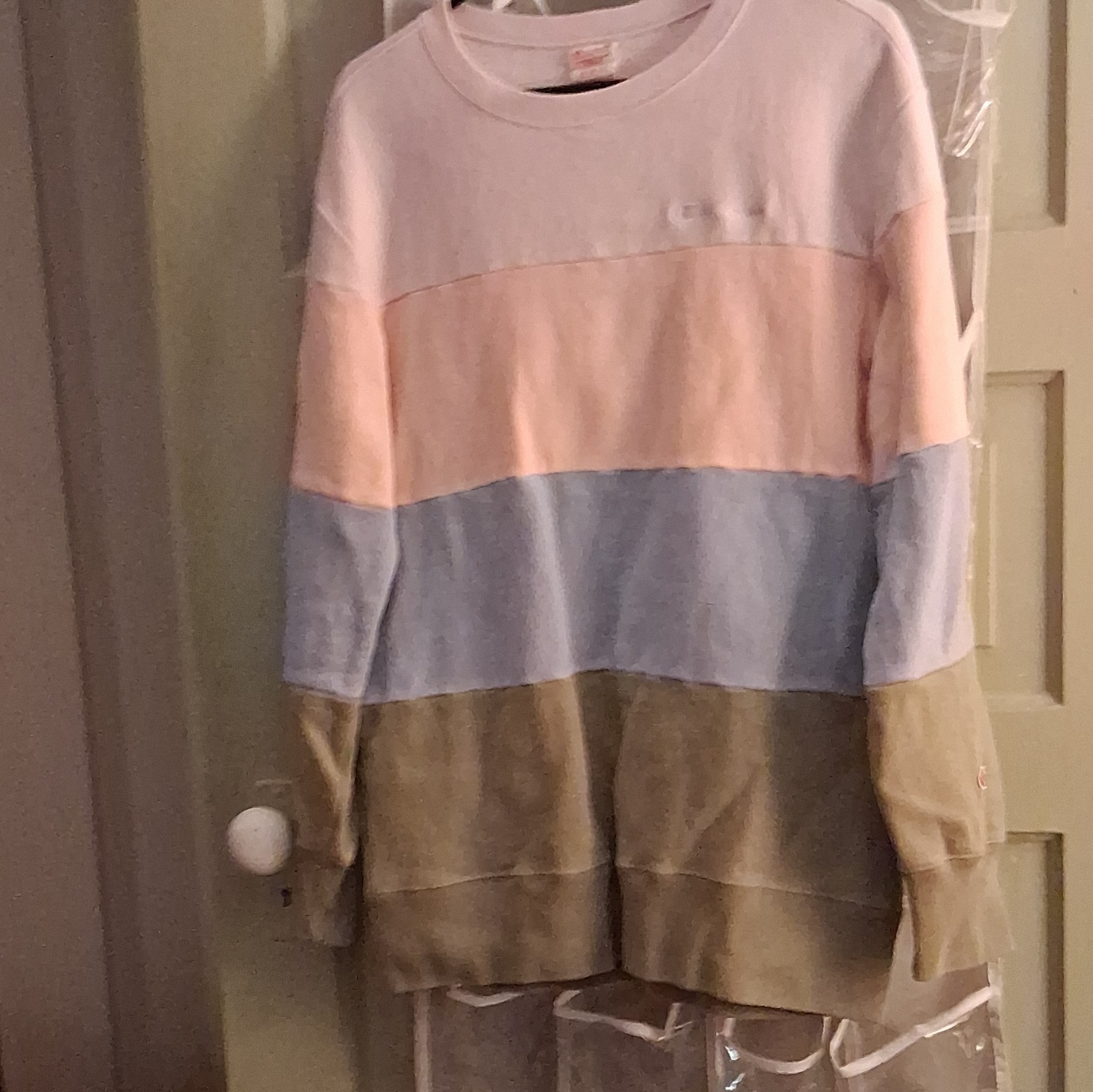 Champion Reverse Weave Colorblock Crewneck Sweatshirt Embroidered Logo Men’s L