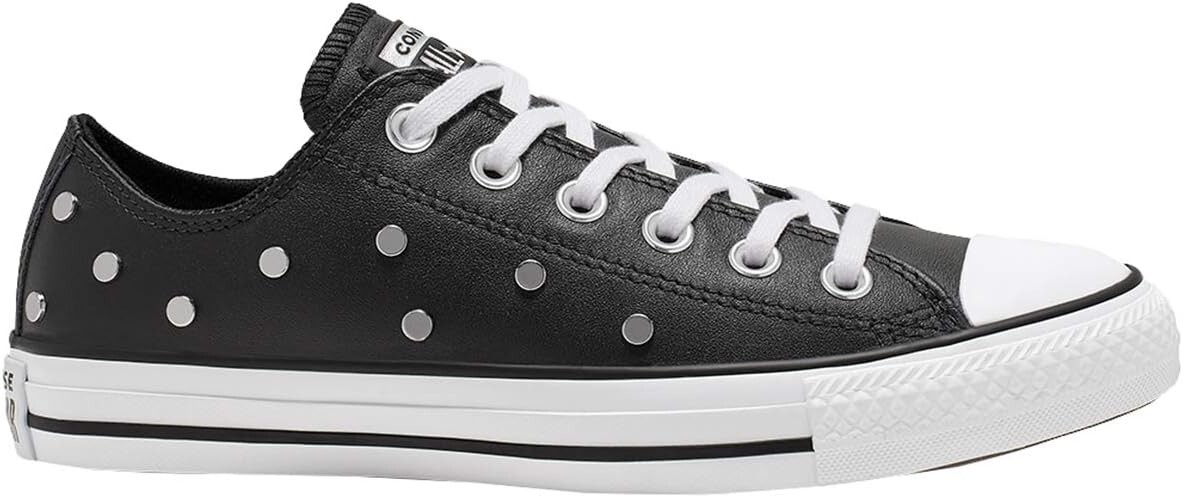 Converse Womens CTAS Ox Leather Black Pure Silver White Trainers Choose Size New