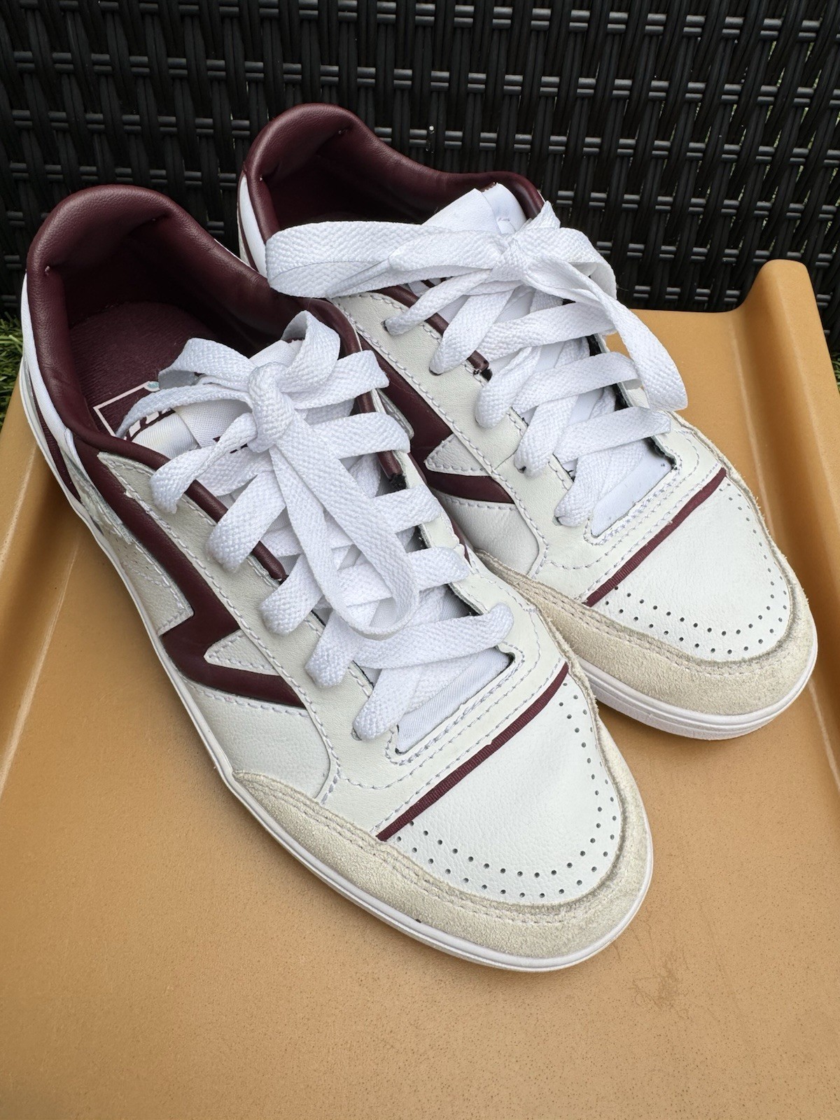 Vans Lowland CC Serio White Burgundy Gum Shoes Men 5 Women 6.5