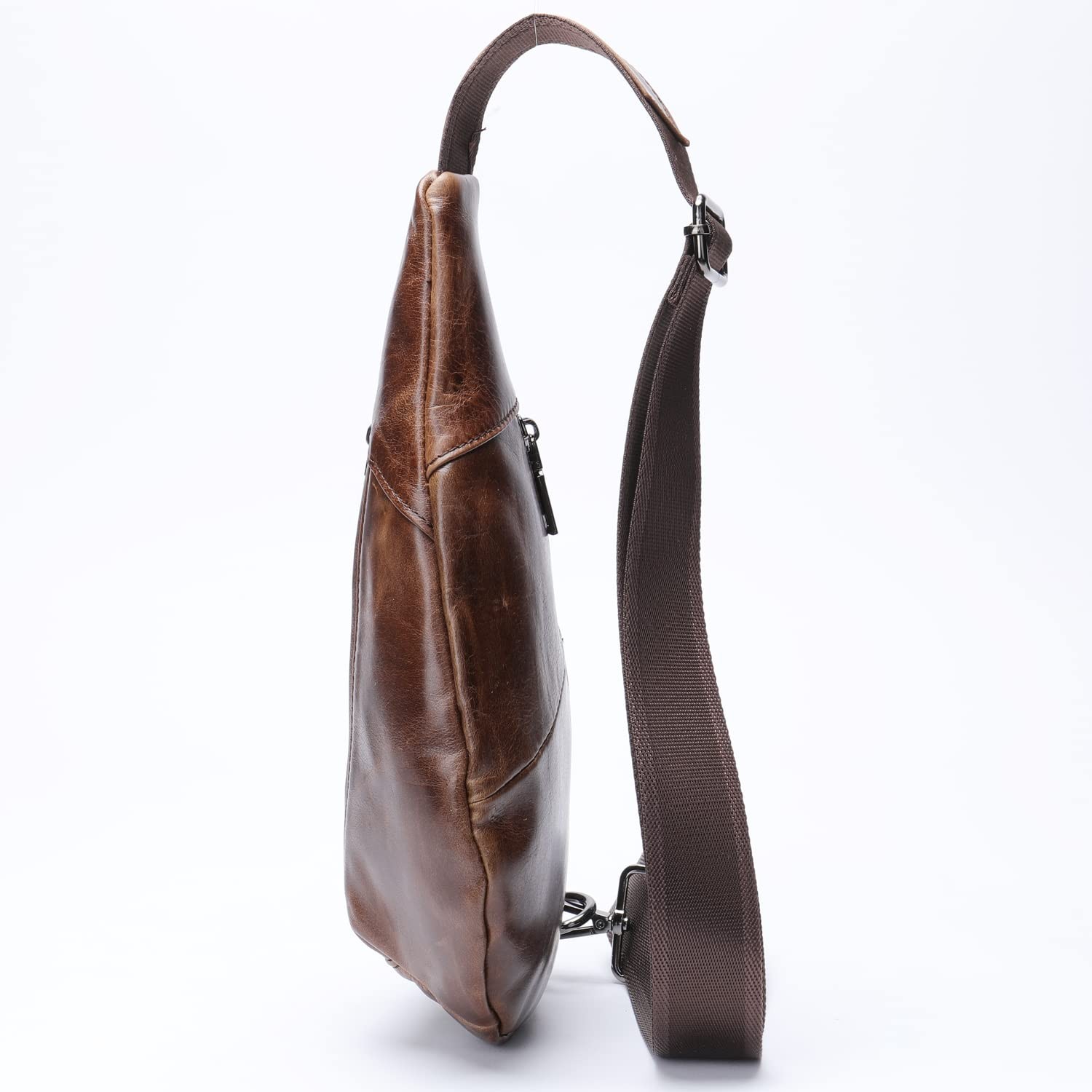 Leather Crossbody Sling Bag for Men Women Single Shoulder Chest Pack Backpack…