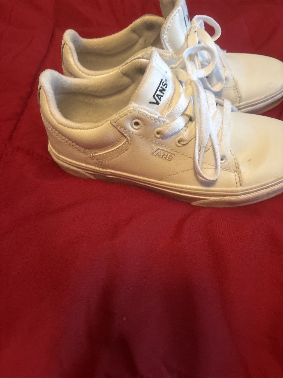 Kids Leather VANS White Size 3 Classic Lace Up Low Top