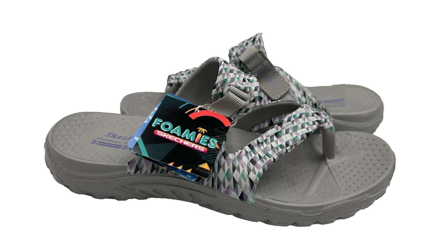 Skechers Women’s Reggae Slip On Comfort Sandals Gray/Blue Size:8 121R