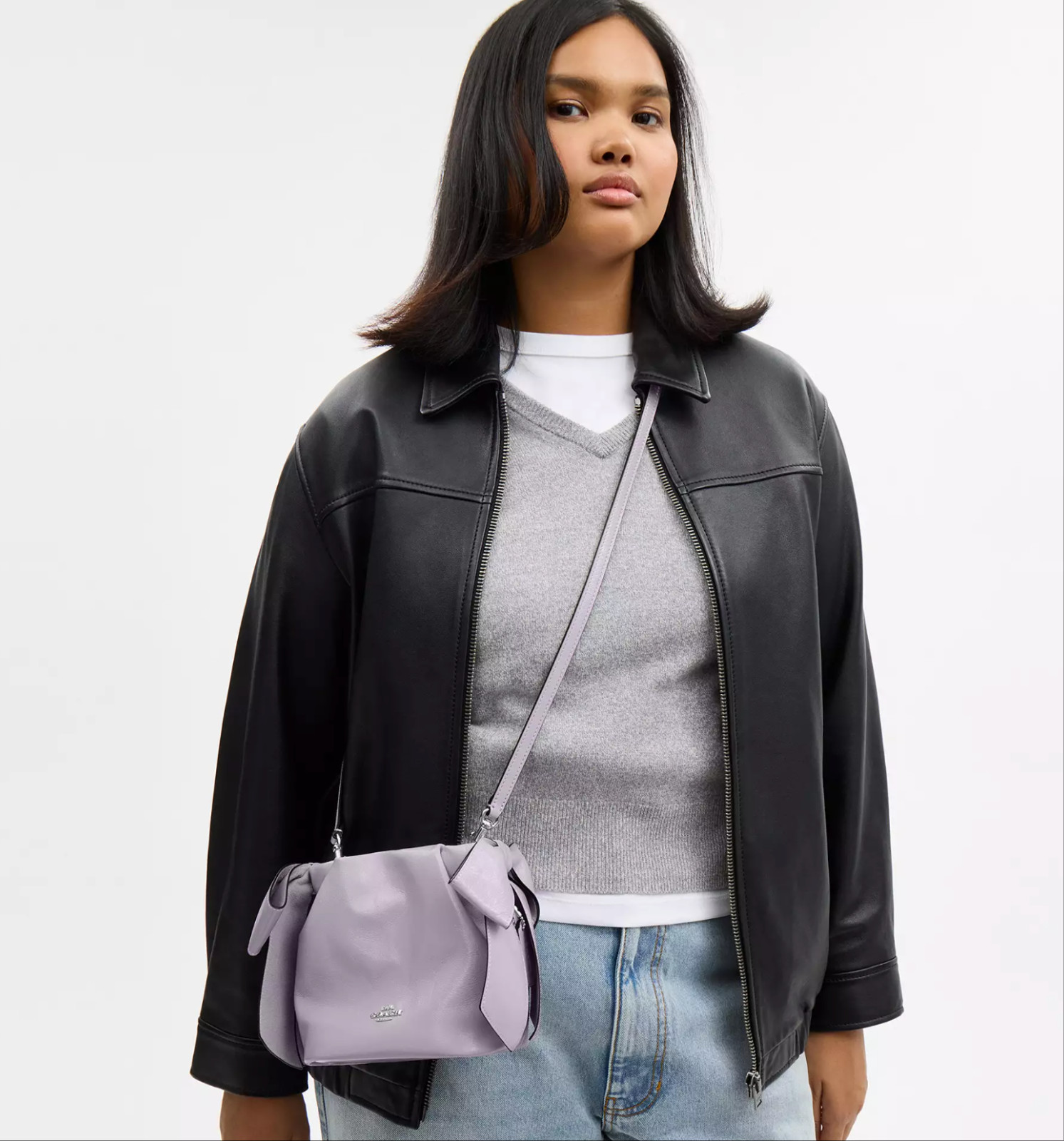 NWT Coach Faye Mini Drawstring Bag With Bows CEL03 Light Amethyst