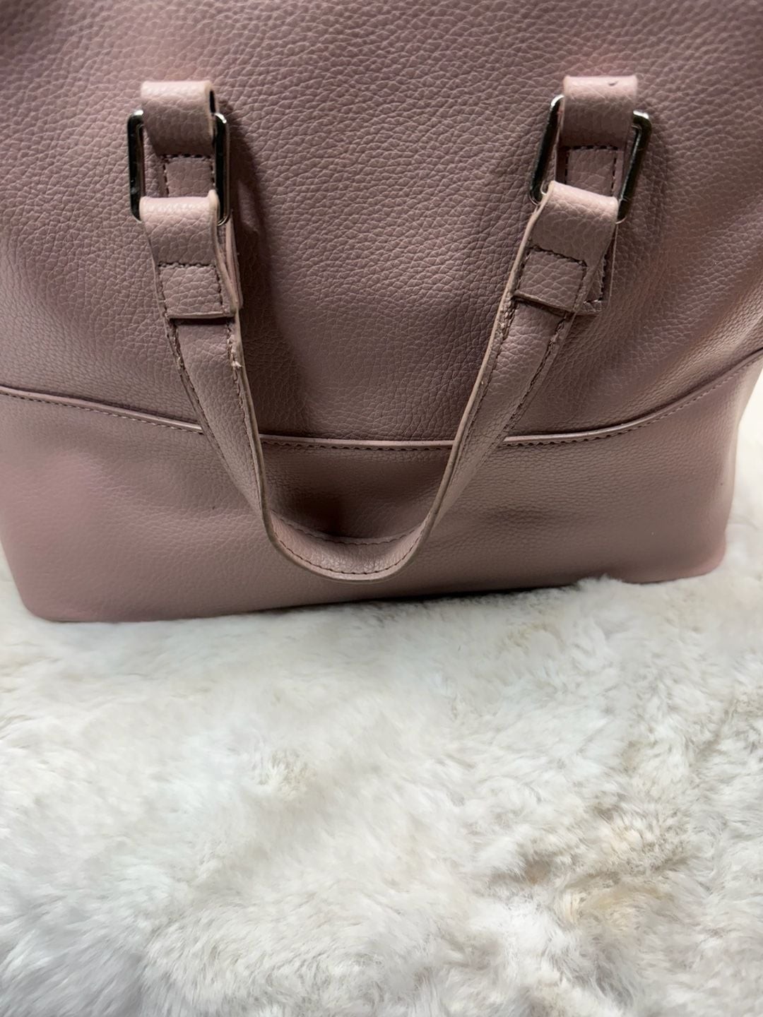 Steve Madden Blush Pebbled Faux Leather Satchel Handbag