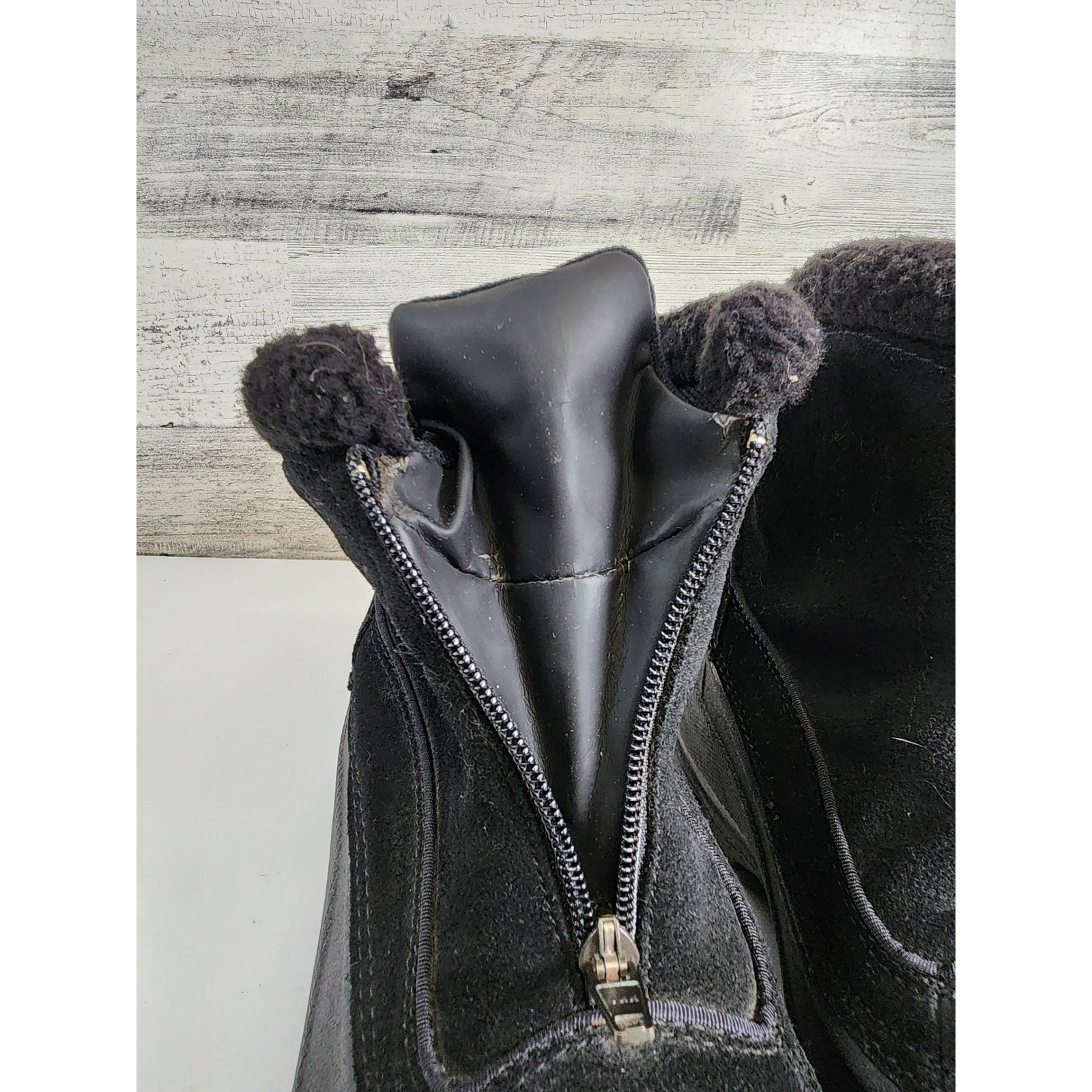 Sorel Crestwynd Winter Boots Women 9.5 Black Zip Front Faux Fur Trim Fair