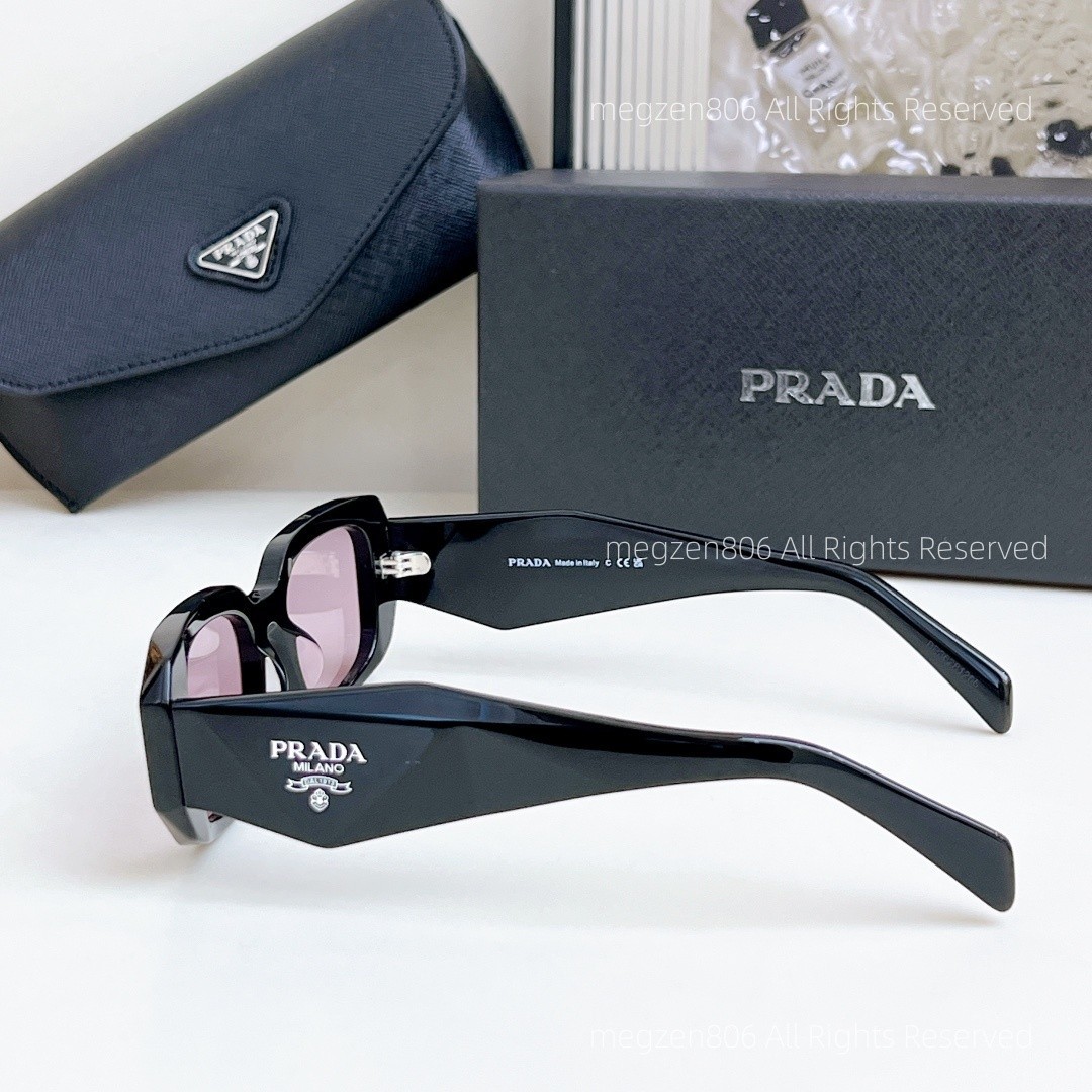 Prada PR17WS Women’s Sunglasses Black Frame Purple Lens 49mm Retro Square UV400
