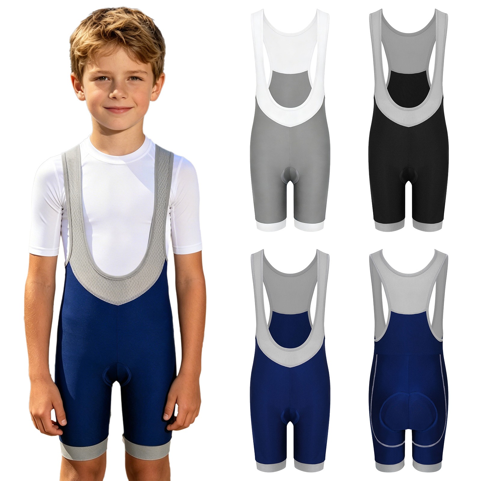 Kids Boys Girls Leotard Thigh Bodysuit Mesh Jumpsuit Fitness Shorts Deep U Neck