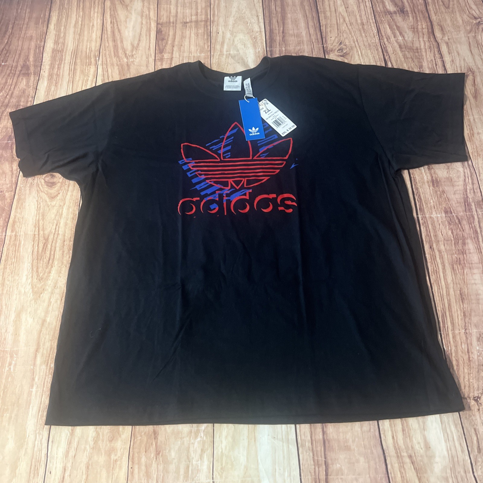 NWT Adidas Men’s 2XL Short Sleeve Crew Neck T-shirt Black OG Sketch Trefo $30