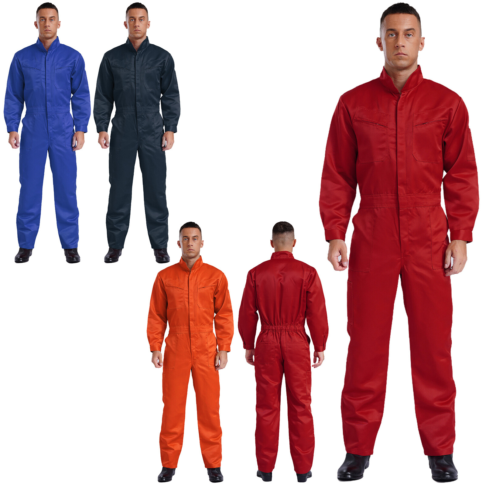 US Men’s Cotton Work Coveralls Long Sleeve Dustproof Multiple Pockets Romper