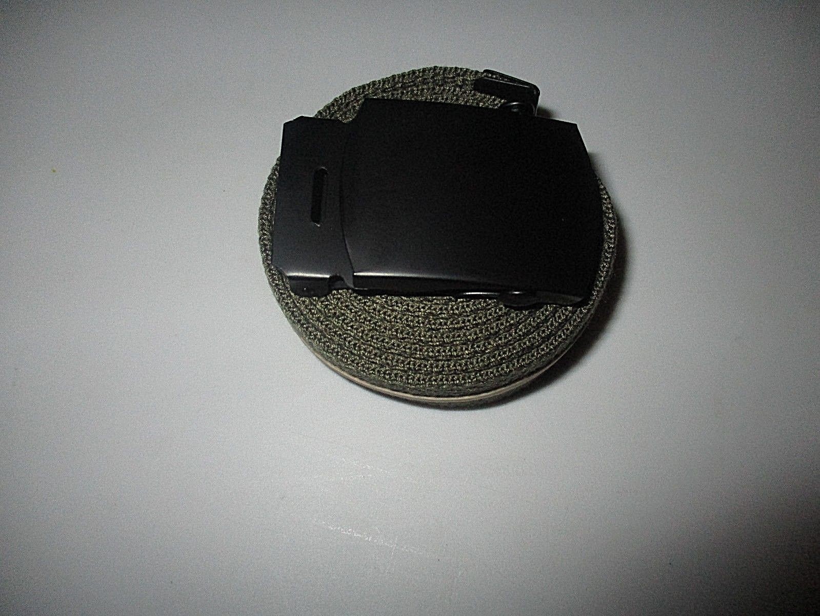 US MILITARY GRADE OD GREEN HEAVY WEB BELT WITH BLACK BUCKLE 54 INCHES USA MADE