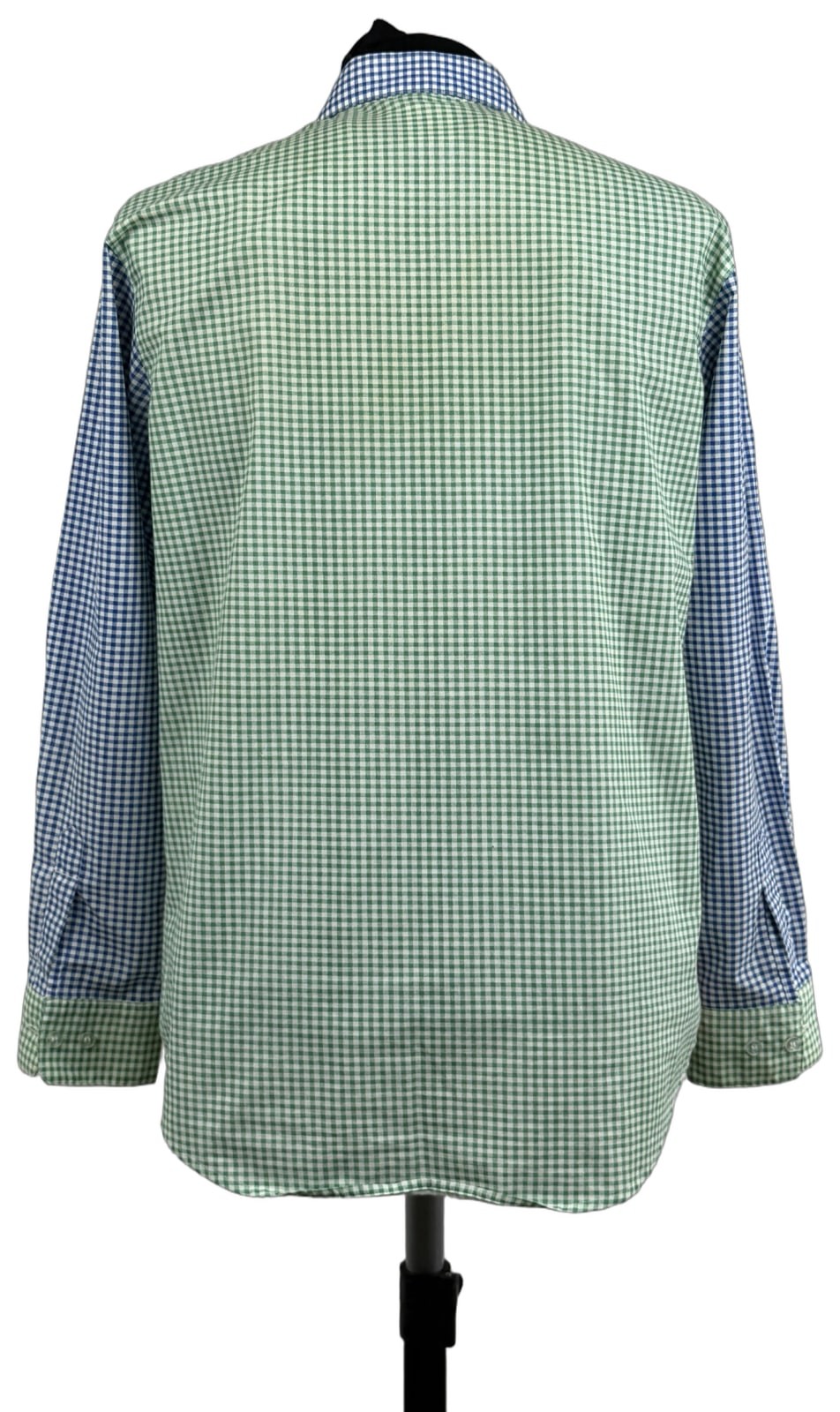 Quacker Factory Colorblock Gingham Applique Button Shirt Womens M Garden Floral