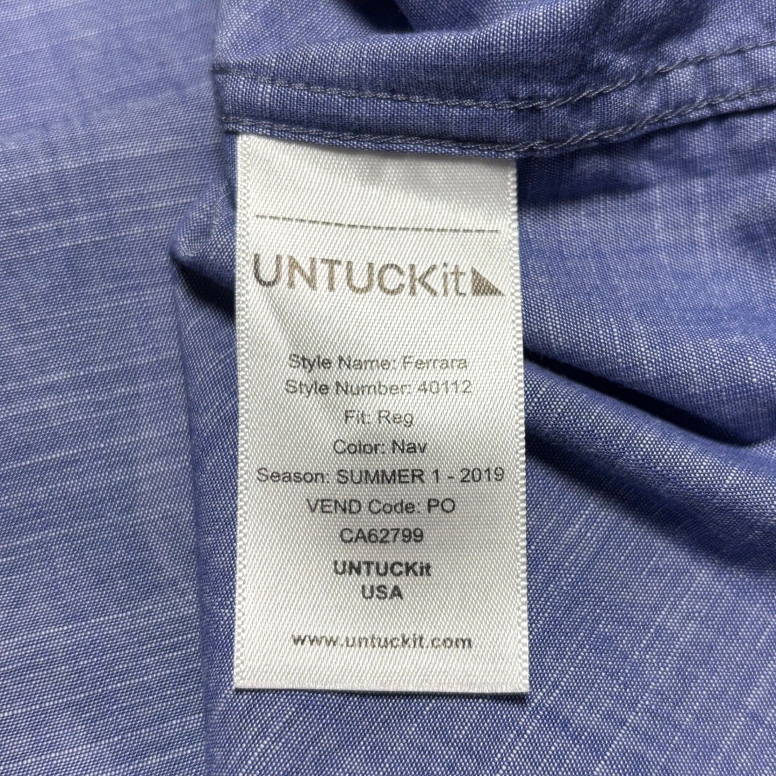 UNTUCKit Ferrara Tropical Blue Palm Leaf Mens S Short Sleeve Button Up Shirt