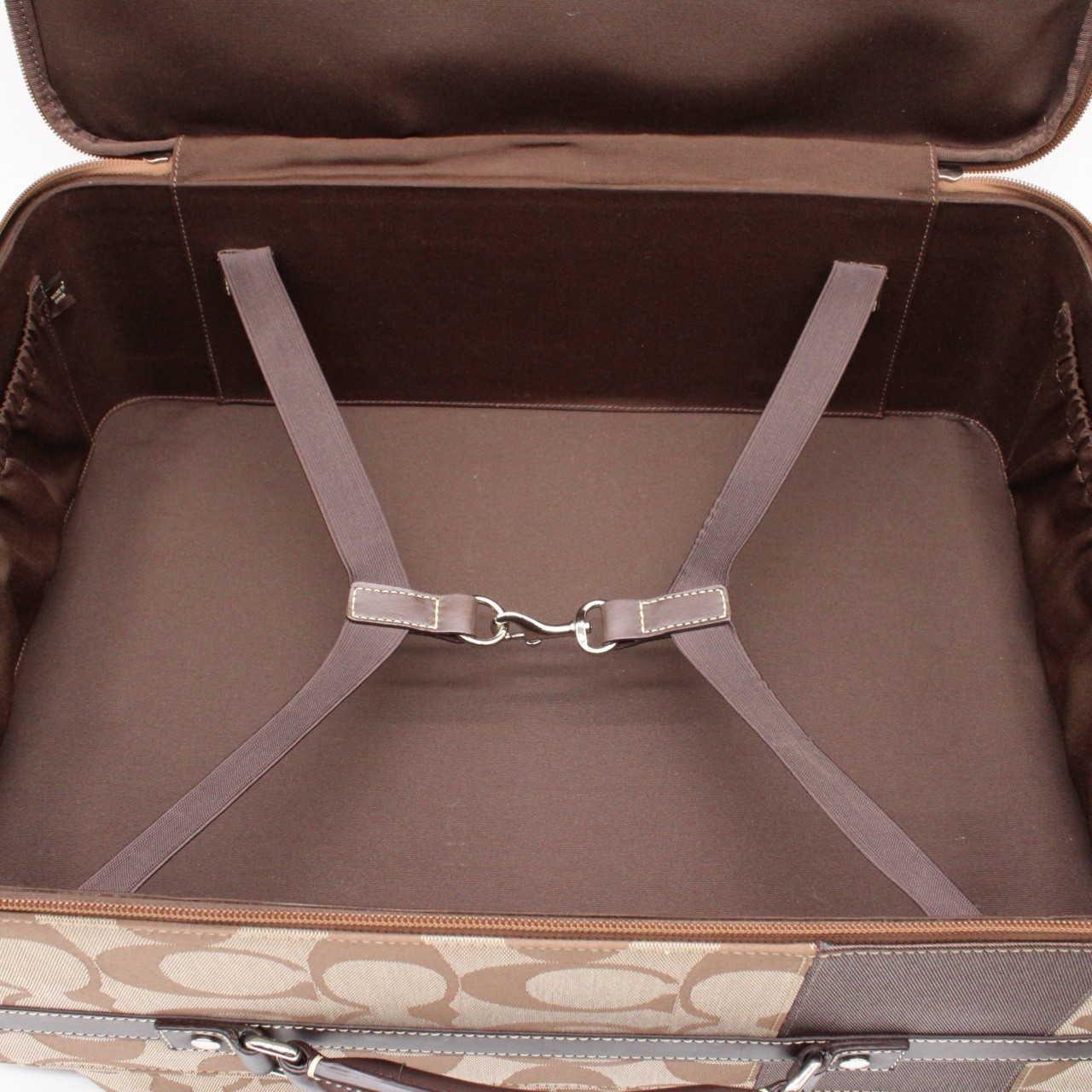 COACH F77180 Signature Canvas Leather Rolling Suitcase Carry On Luggage Brown