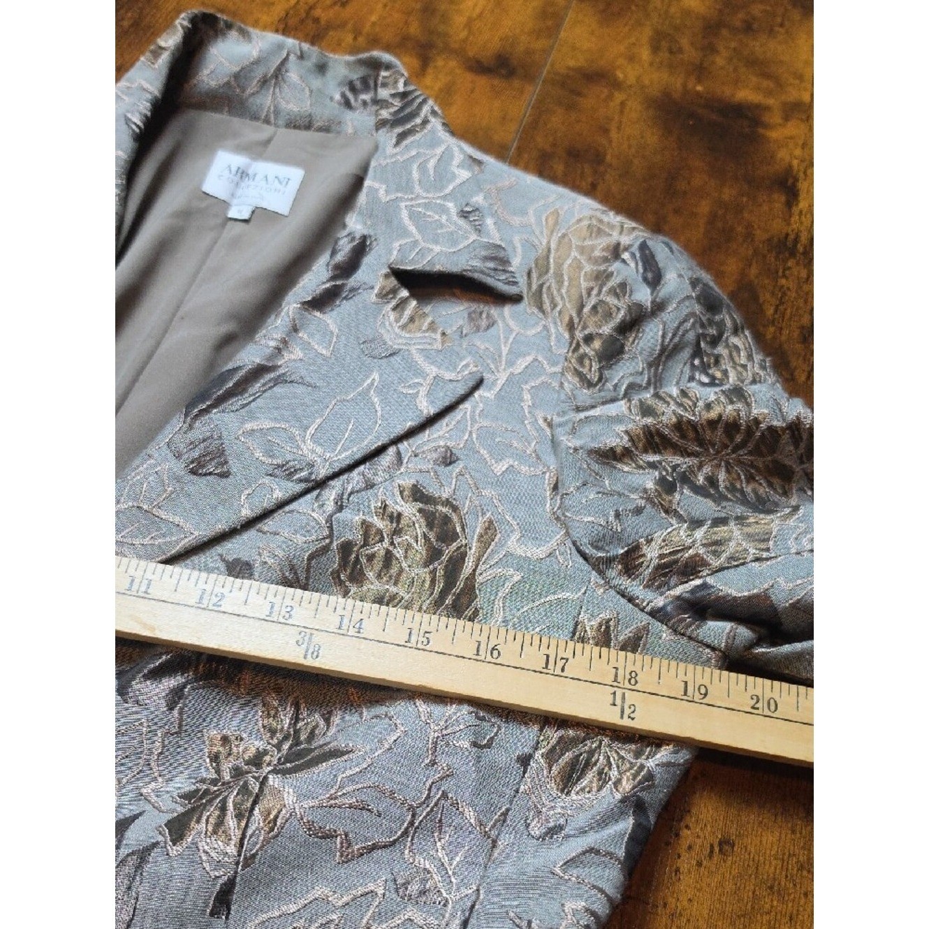 ARMANI COLLEZIONI | Metallic Floral Brocade Italy Structured Blazer Jacket | 14