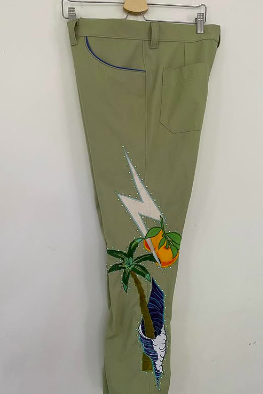 Men 2Pc Bespoke Crocodile Embroidered Nudie Western cowboy Cocktail Prom Outfit