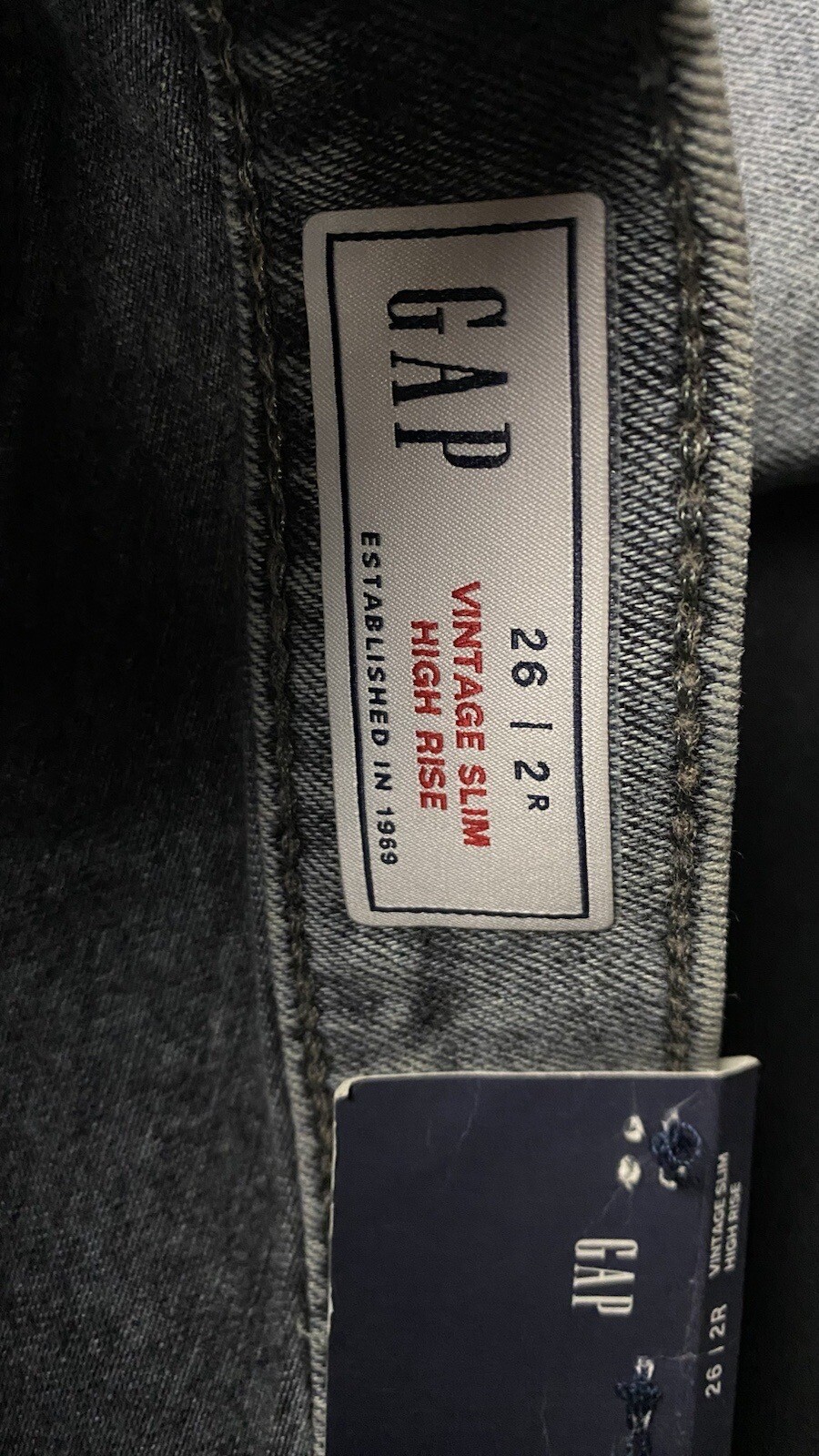 GAP Vintage Slim High Rise NEW Gray Jeans, $89.95 MSRP, Women’s Size 26/2 Reg.