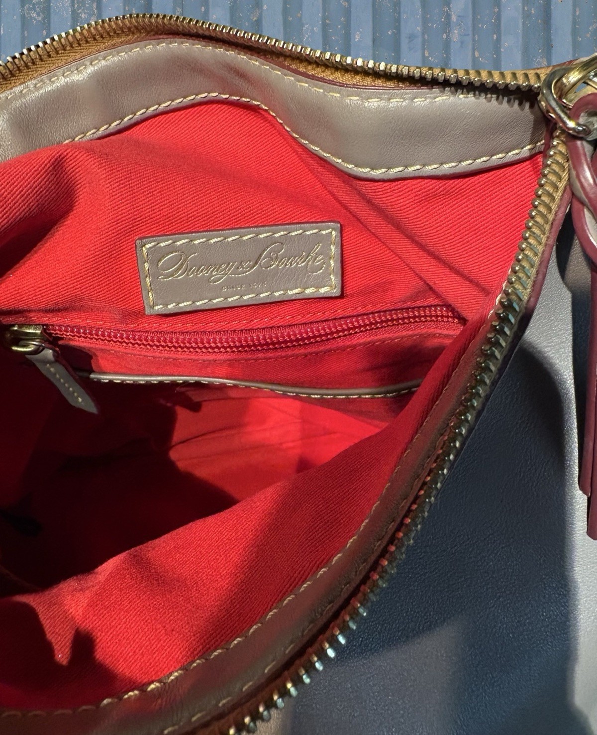 Dooney Bourke Elephant Gray Teagan Hobo Shoulder Bag Smooth European Leather