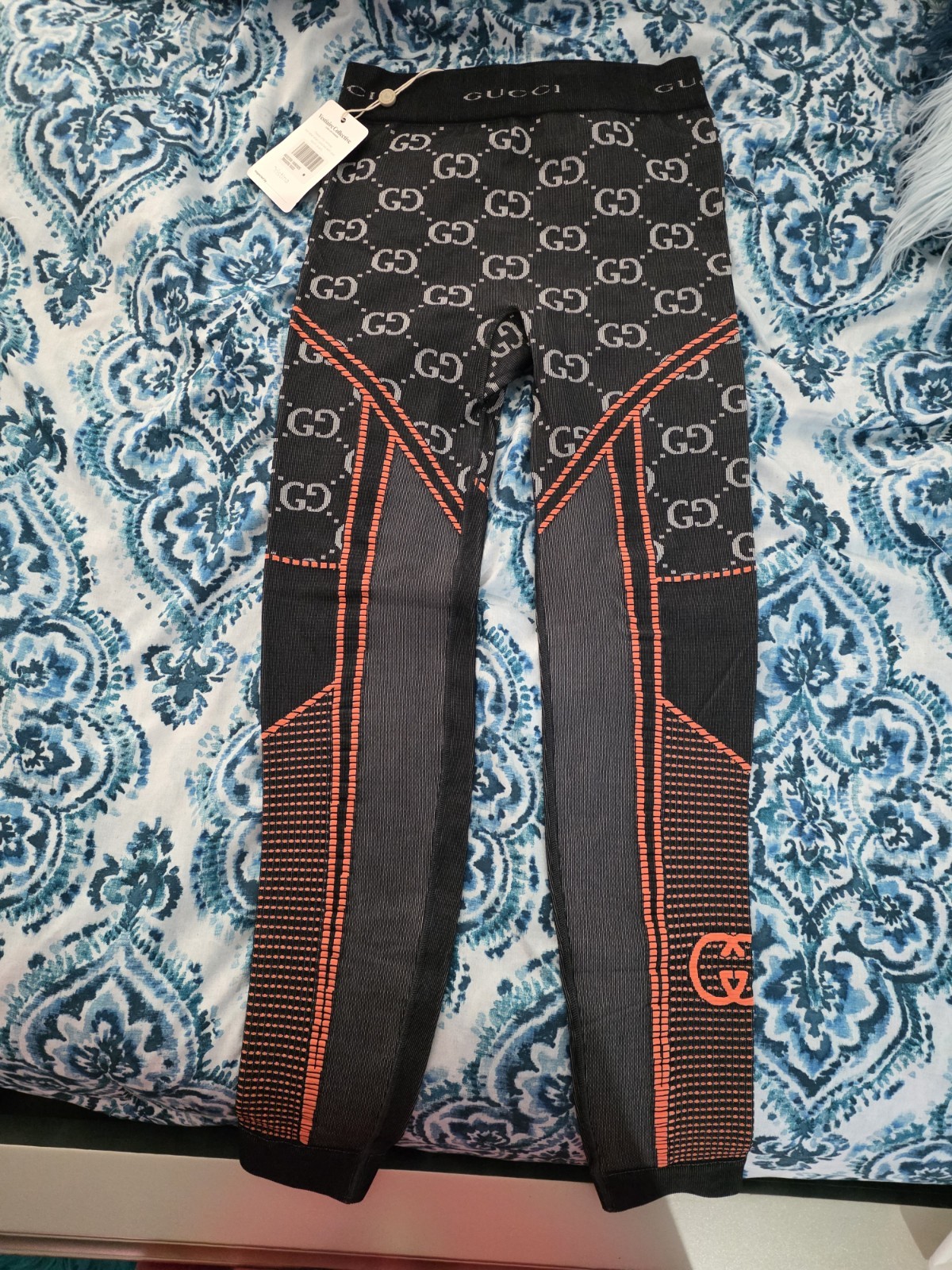 NEW Gucci GG Jacquard Jersey Leggings Black/Orange Women’s Size S Authentic